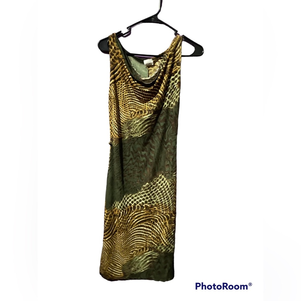 90s y2k Brown animal print midi dress